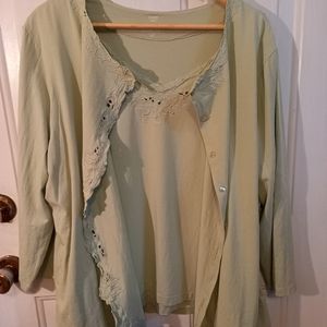 Tabi long sleeve blouse with top, 2 pieces set